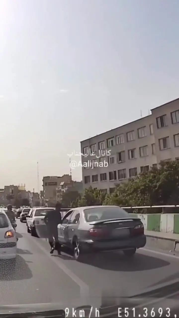 تلاش دو سارق موتورسوار برای سرقت گوشی راننده در تهران + فیلم
