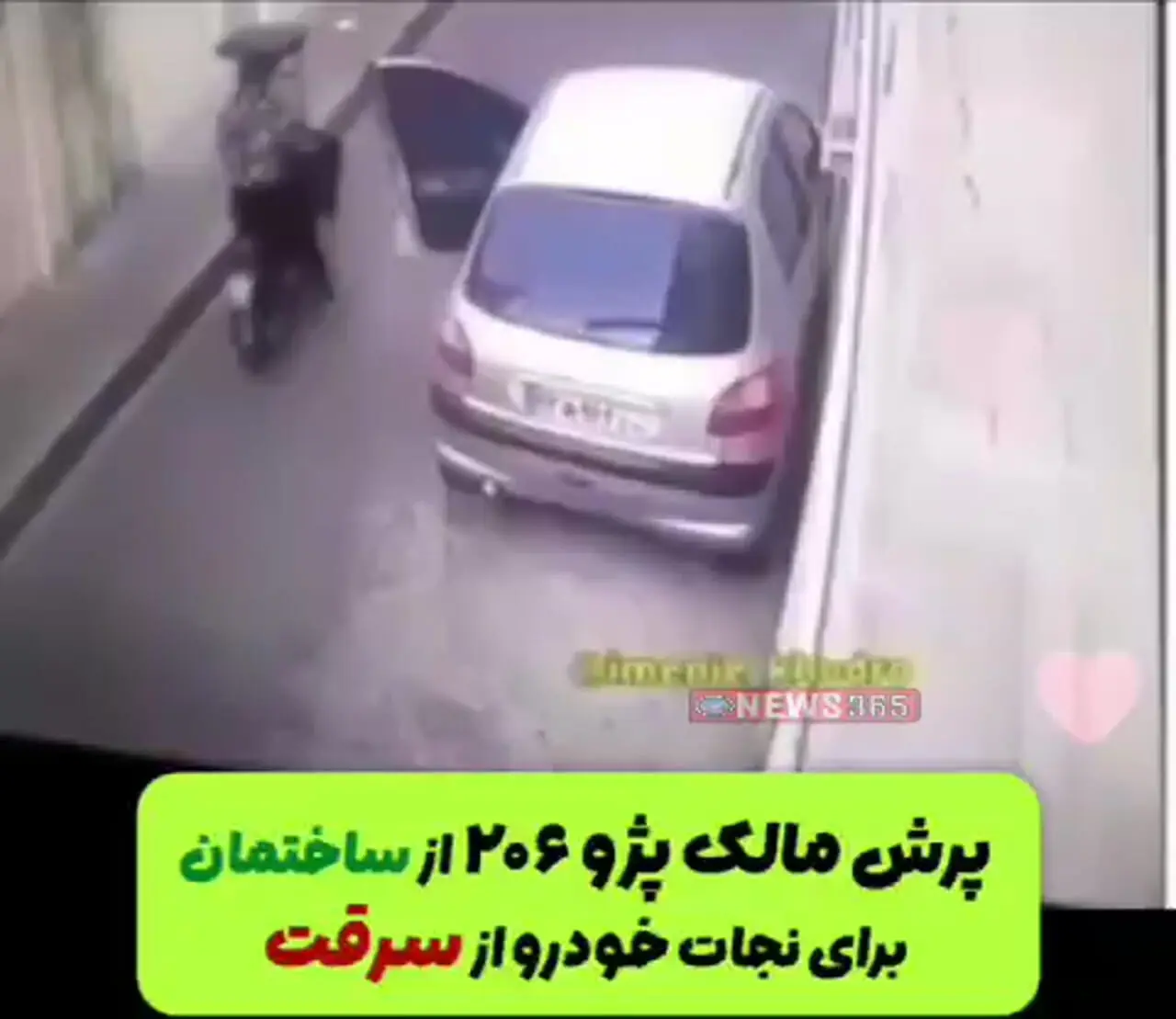 جلوگیری از سرقت خودرو با یک پرش قهرمانانه / فیلم جالب از سرقت پژو 206