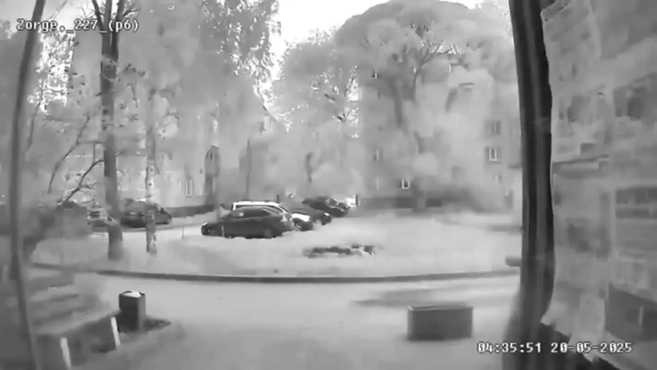 فیلم لحظه آتش سوزی تاکسی در ورودی ساختمان