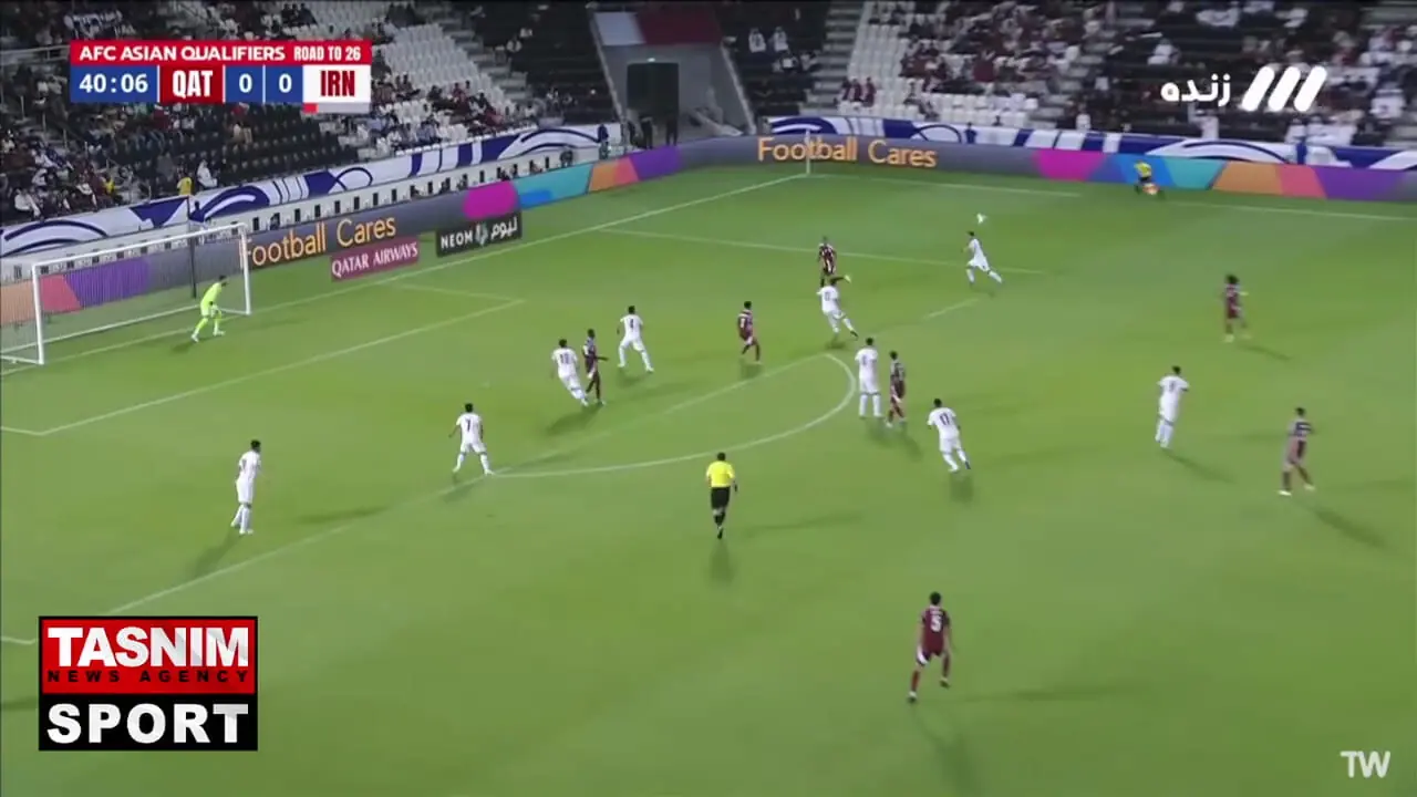 گل اول قطر به ایران توسط میگل پدرو در دقیقه 41 / ایران0-1 قطر