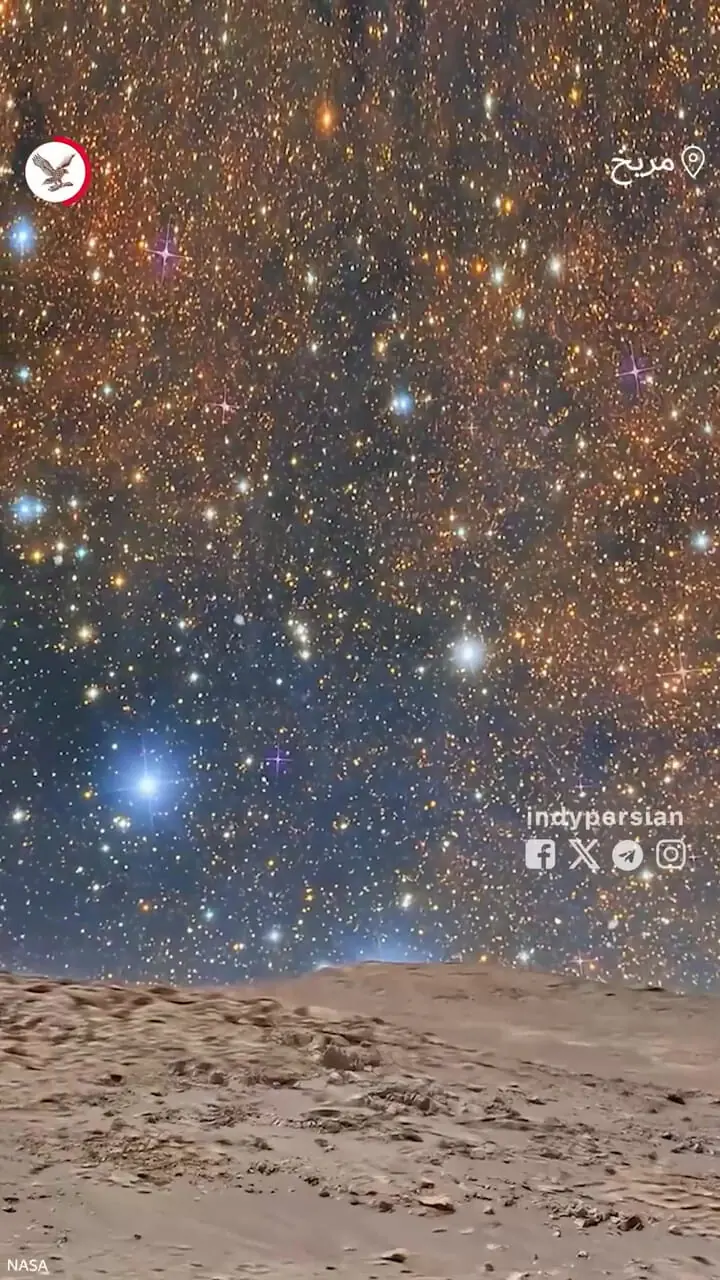 فیلم منظره خیره‌کننده آسمان شب در مریخ