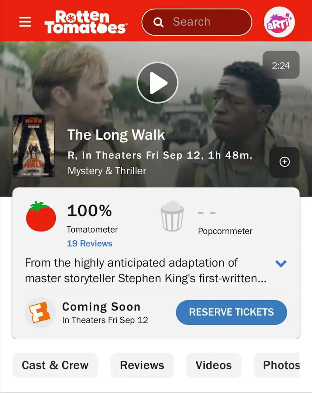 فیلم The Long Walk با امتیاز ۱۰۰٪ در راتن تومیتوز + فیلم