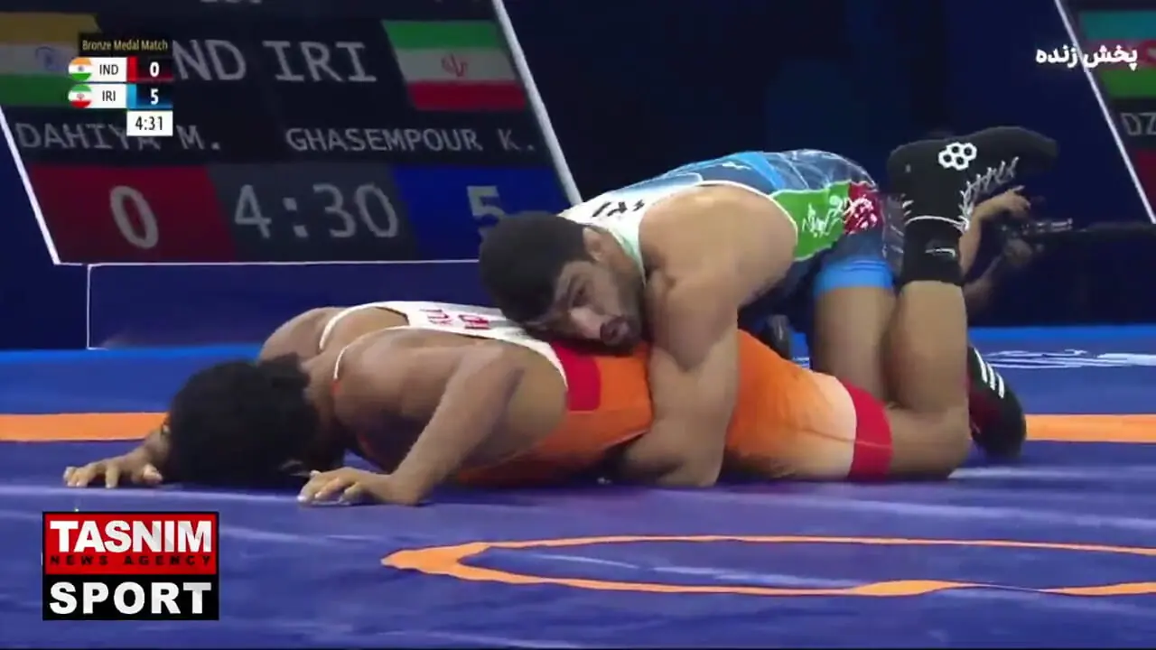 فیلم برد مقتدرانه کامران قاسم‌پور با برد 10-0 مقابل آزادکار هندی