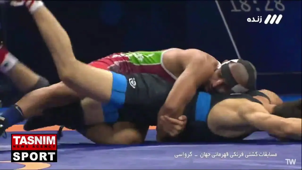 فیلم پیروزی 8-0 «دانیال سهرابی» مقابل حریف اهل قزاقستان و کسب مدال برنز مسابقات کشتی فرنگی قهرمانی جهان