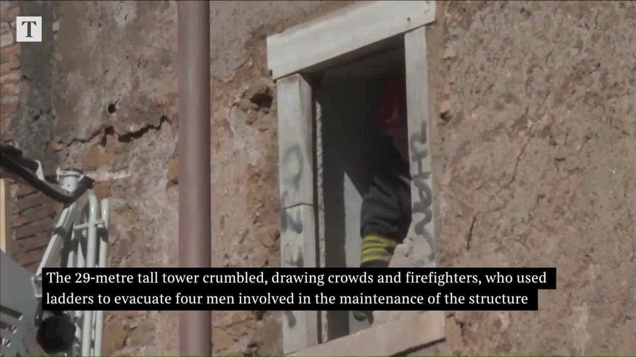 ریزش برج تاریخی در قلب رم/ یک کارگر زخمی و دیگری زیر آوار گرفتار شد