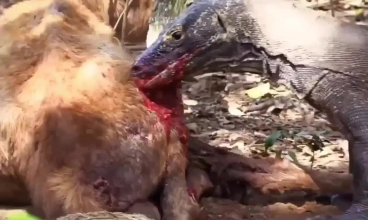 فیلم شکار آهو نر توسط کومودوی غول‌پیکر