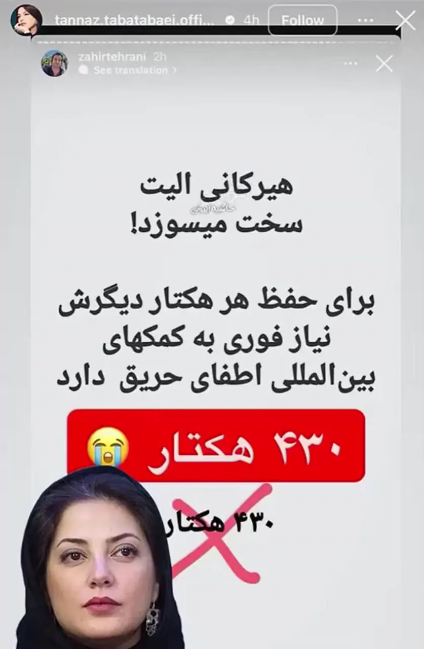 فیلم/ سلبریتی‌های مشهور این چنین به حادثه تلخ آتش سوزی جنگلهای هیرکانی واکنش نشان دادند