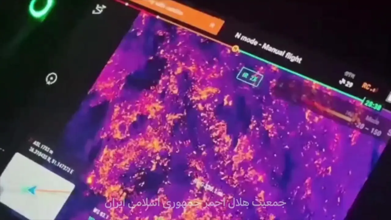 فیلم / تصاویر هوایی ثبت شده توسط پهپاد های هلال احمر از وسعت آتش‌سوزی در جنگل های الیت مازندران