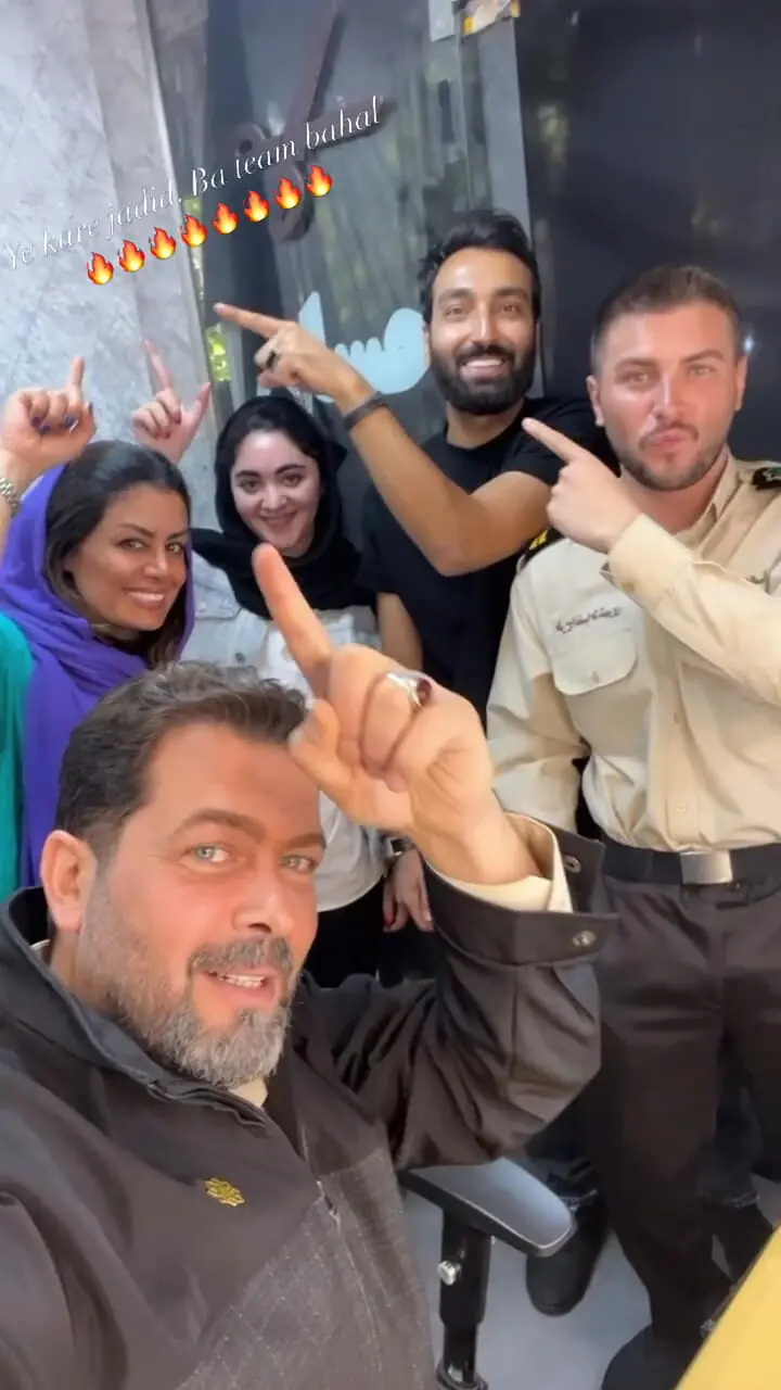 فیلم/ گریم و استایل متفاوت دارا حیایی، هاشم سریال "از سرنوشت" و پژمان بازغی در پشت صحنه‌ی یک کار مشترک