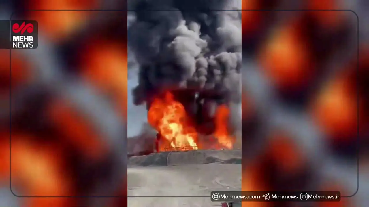 آتش‌سوزی شدید انبار دپوی سوخت قاچاق در شهرستان سرباز