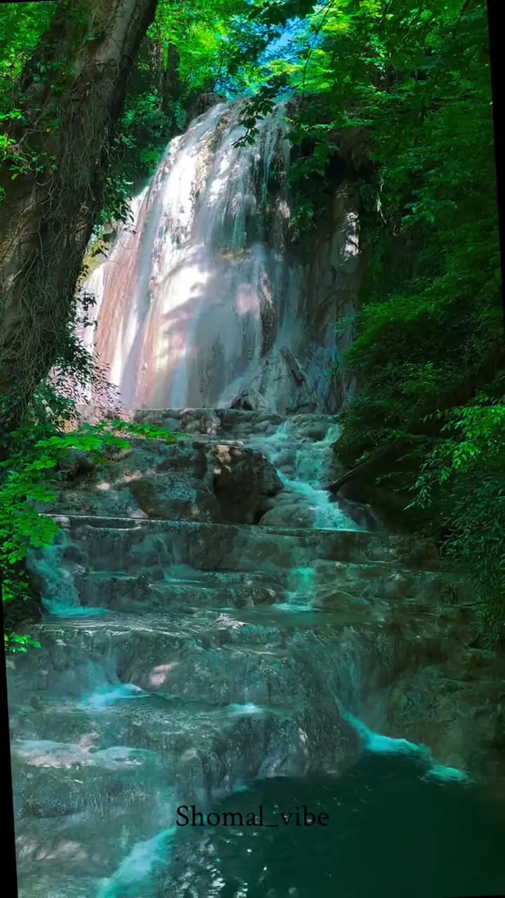 فیلم آبشار آهکی اسکیلیم در جنگل‌های لفور