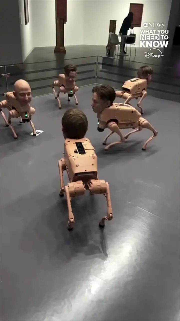 فیلم سگ‌های رباتیک با چهره ایلان ماسک و مارک زاکربرگ