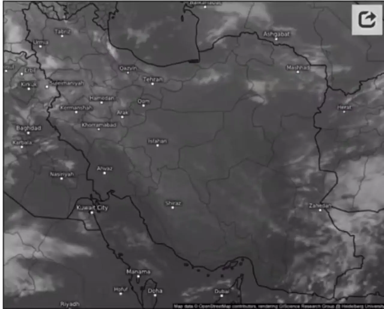 فیلم روند افزایش ابر در آسمان کشور بر اساس ماهواره