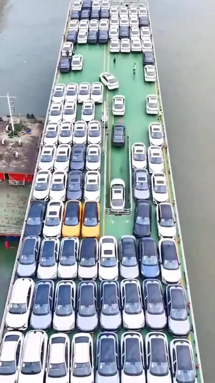 پارک منظم خودرو روی کشتی از چشم یکی از خدمه