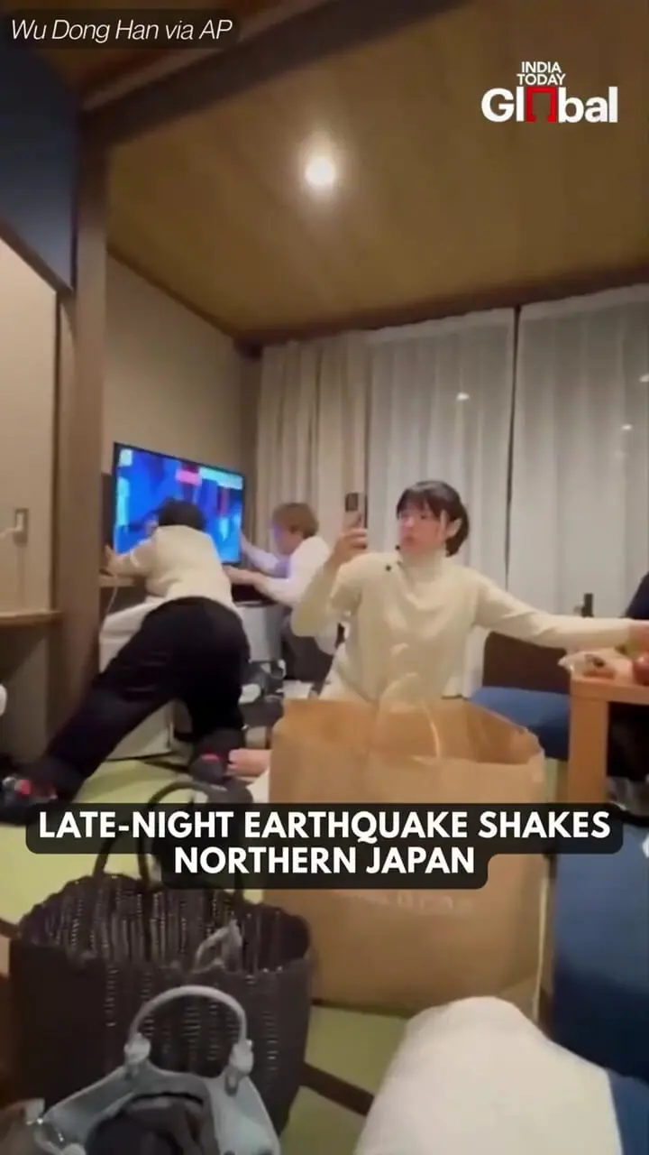 فیلم تلاش برای جلوگیری از سقوط تلویزیون در زلزله ژاپن