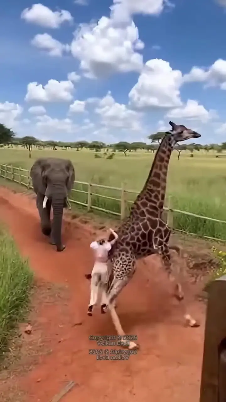 فیلم حمله ناگهانی زرافه به زن گردشگر