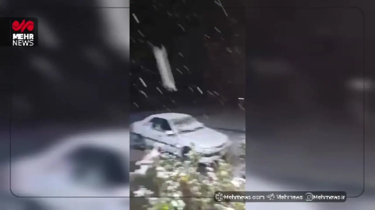 فیلم بارش برف در صدرا و قلات شیراز