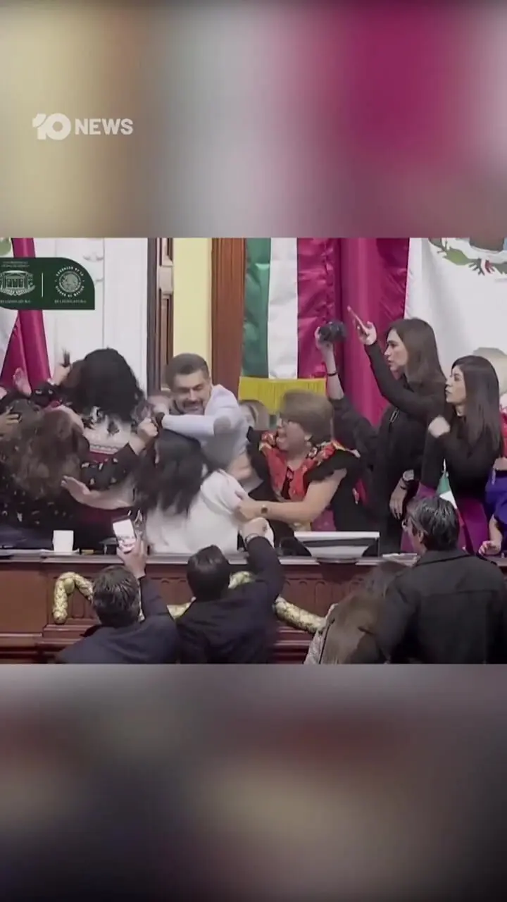 فیلم گیس کشی و درگیری فیزیکی در پارلمان مکزیک