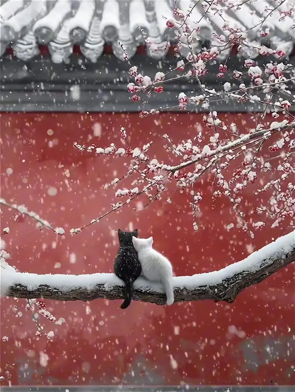 قاب برفی دو گربه از نگاه هوش مصنوعی + فیلم