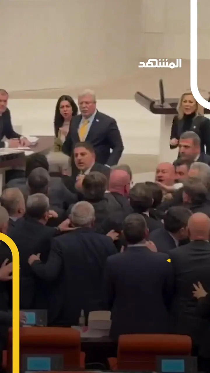 فیلم تنش و خشونت در جلسه پارلمان ترکیه