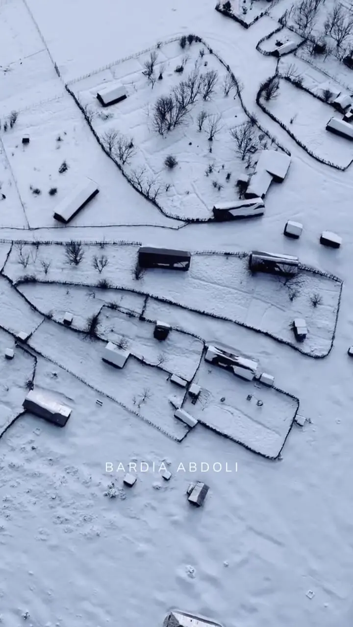 فیلم مناظر هوایی دشت دومن پس از بارش برف