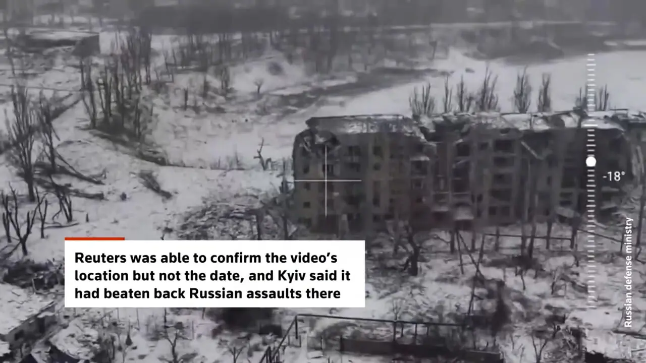 فیلم تصاویر پهپادی از پرچم روسیه در خط مقدم