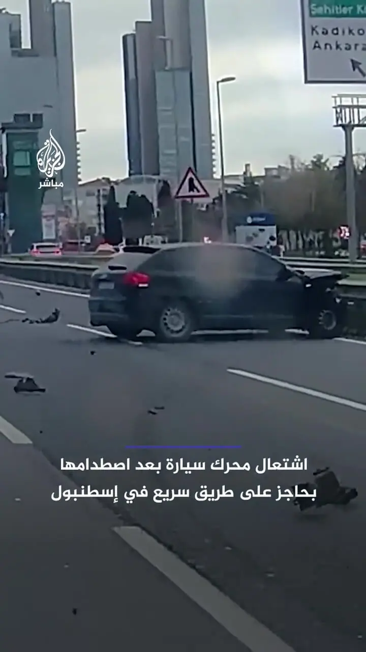 فیلم تصادف و آتش سوزی خودرو در استانبول