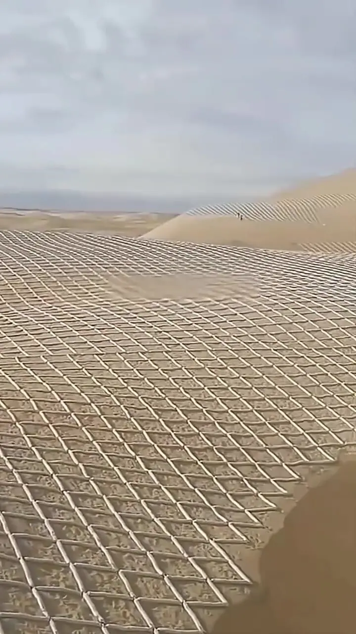 دیوارهای نامرئی در دل بیابان / شن با شن مهار می‌شود + فیلم