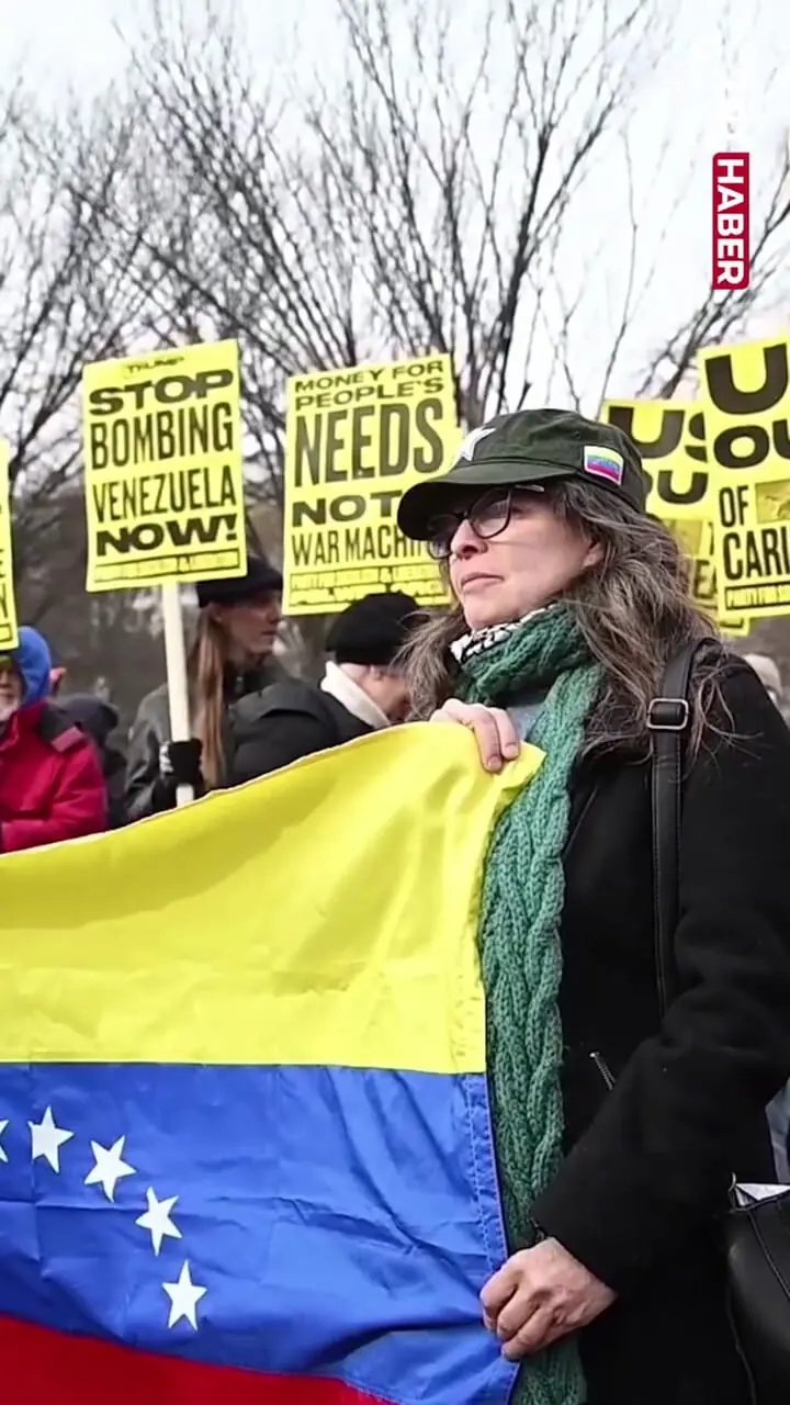 فیلم اعتراض به حمله آمریکا علیه ونزوئلا در واشنگتن