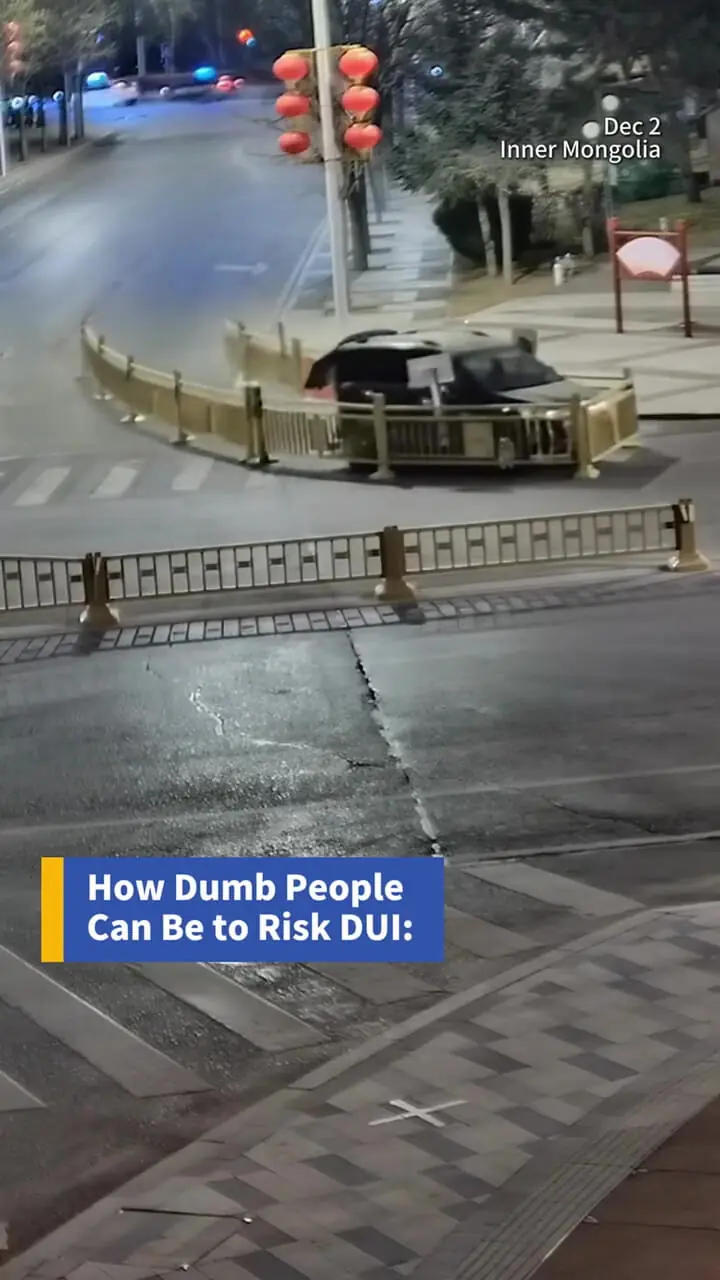 فیلم رفتار عجیب راننده مست در چین