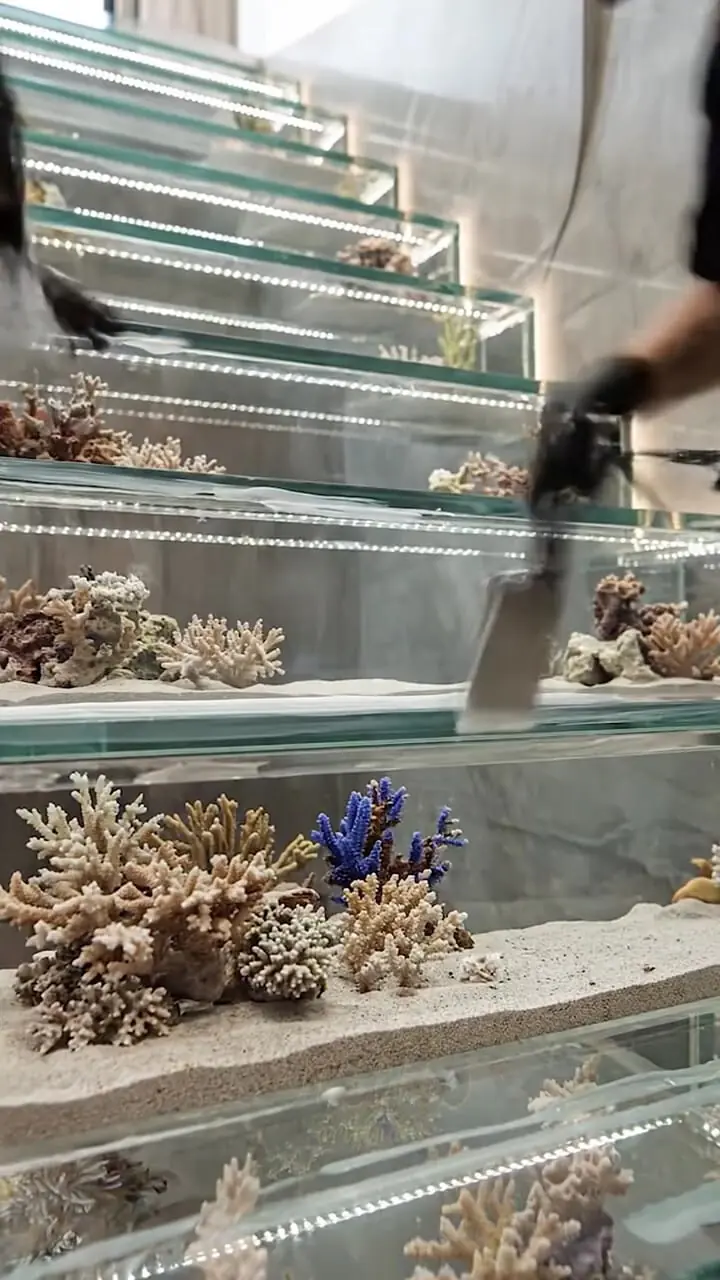 فیلم ساخت خلاقانه راه پله آکواریومی