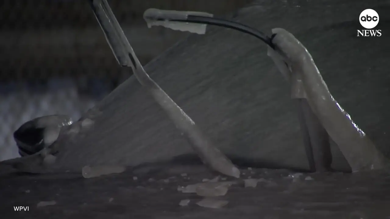 فیلم یخ زدگی کامل خودروها در فیلادلفیا