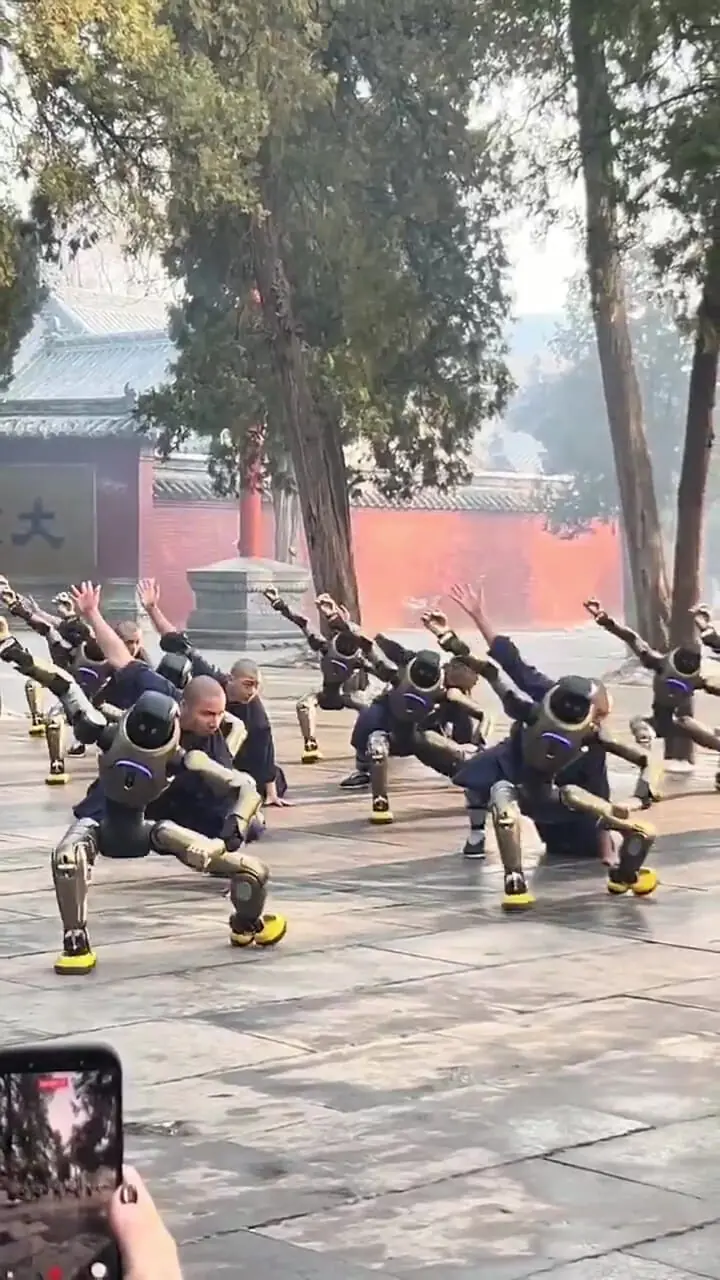 فیلم تمرین رزمی ربات‌ها به سبک شائولین