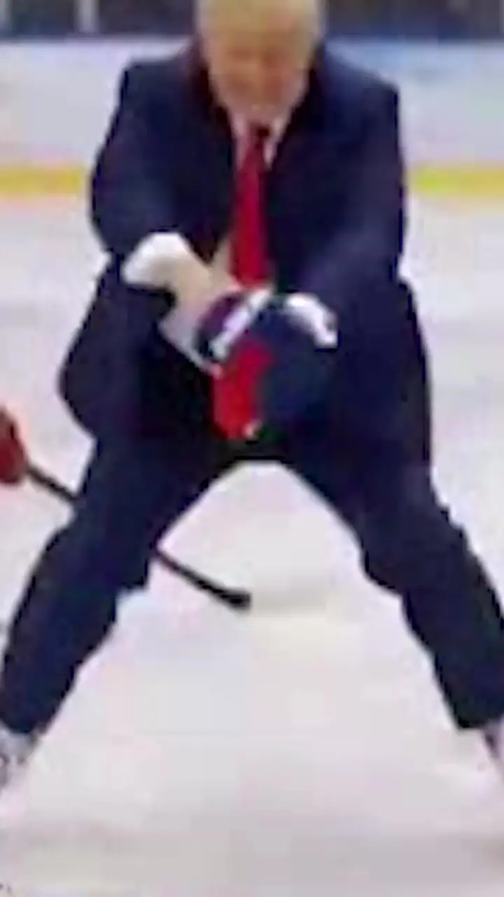 فیلم / هاکی بازی ترامپ را ببینید / آخر سر همه بازیکنان رو کتک زد