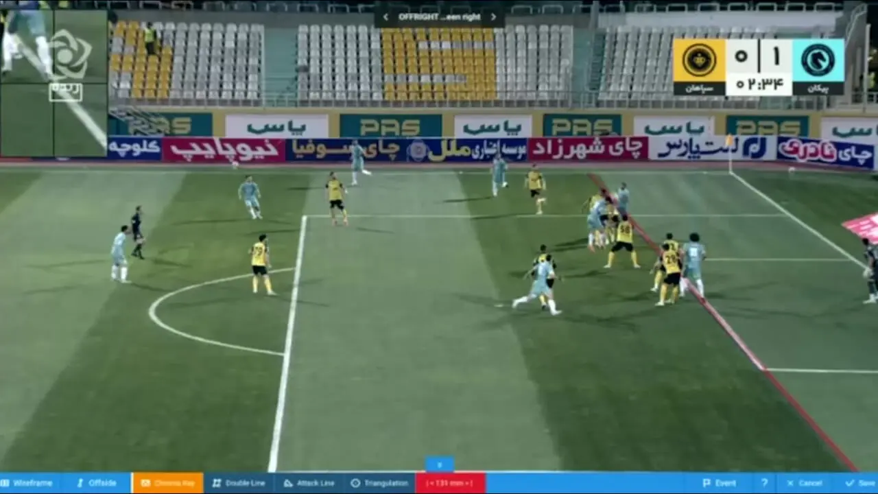 فیلم گل اول پیکان توسط حجت احمدی در دقیقه 1 که به دلیل آفساید رد شد 