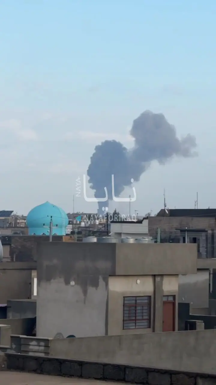 فیلم / بلند شدن ستون دود غلیظ در بغداد دقایقی قبل