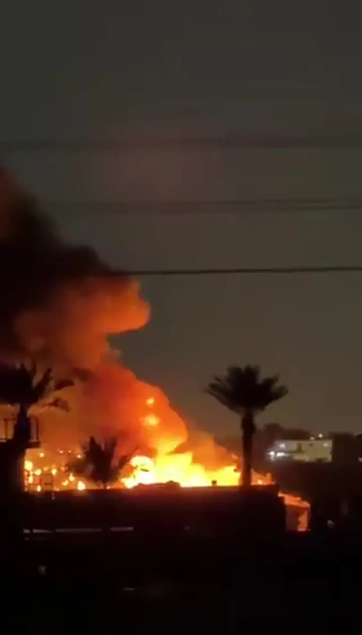 فیلم آتش سوزی پایگاه ویکتوریای آمریکا پس از حمله پهپادی