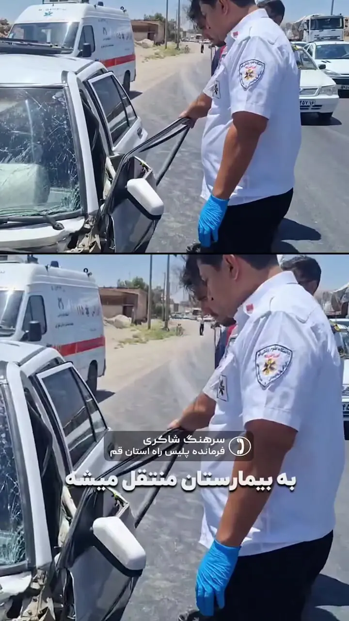 فیلم / لحظه نجات راننده زن محبوس پراید در محور اراک ـ قم / رئیس پلیس راه خودش دست به کار شد