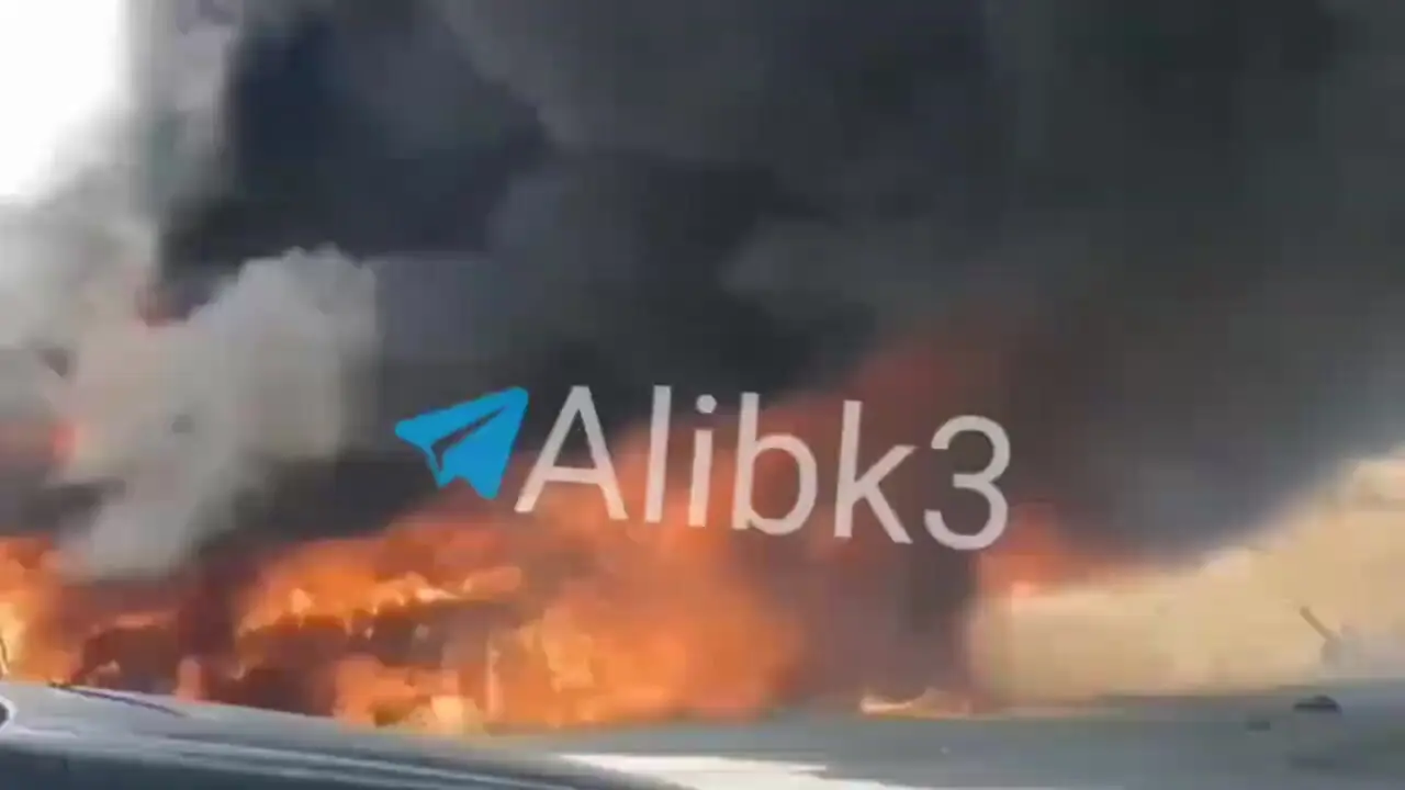 فیلم لحظه آتش گرفتن اتوبوس مسافربری بعد از تصادف