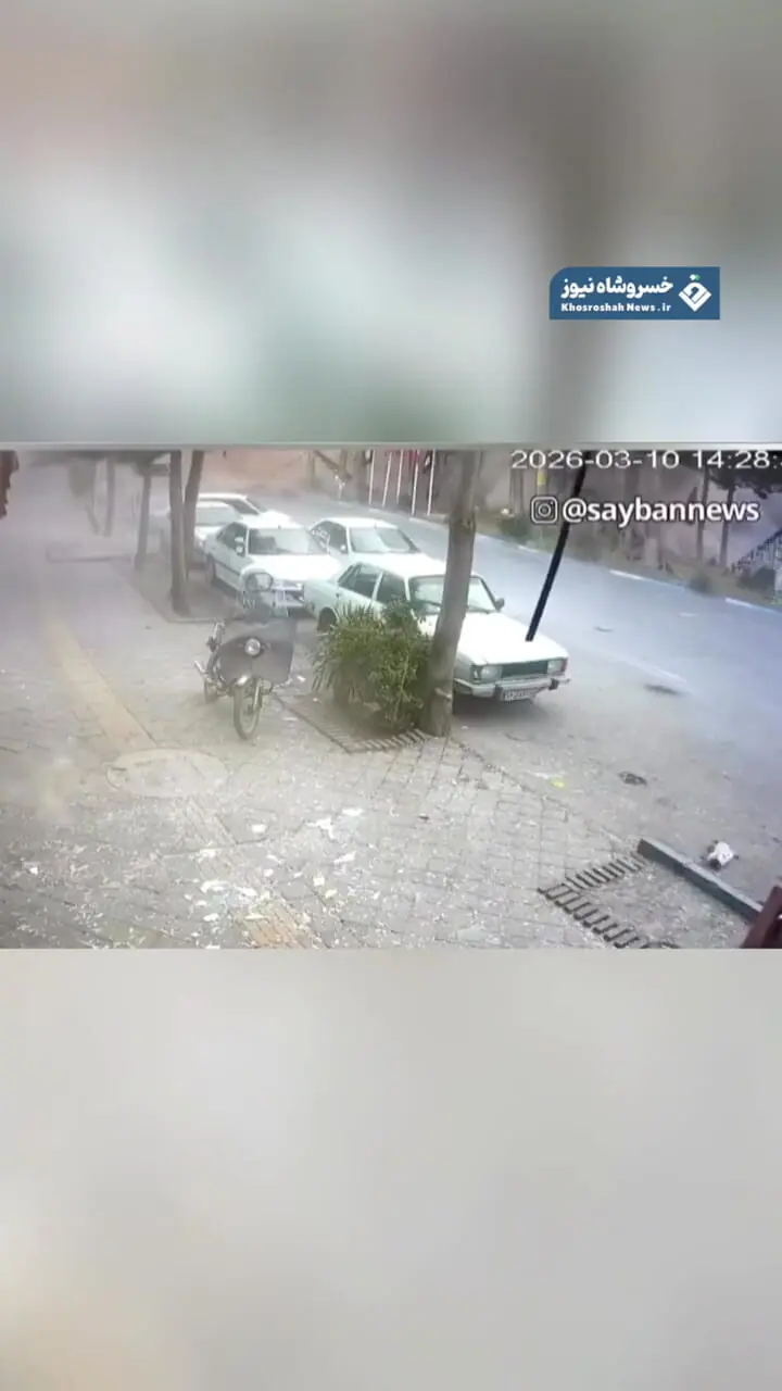 فیلم لحظه حمله موشکی به اداره پست آذرشهر و خونسردی عجیب رانندگان در یک قدمی انفجارها