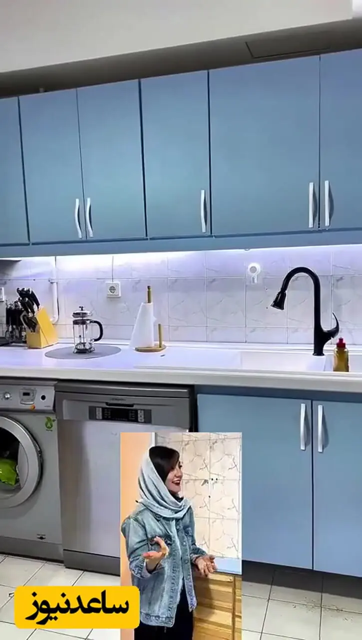 ویدئو/ نگاهی به چیدمان شیک و مینیمال آشپزخانه خونه حدیث میرامینی و همسرش/ از کابینت‌های پاستیلی تا لوازم برقی مدرن