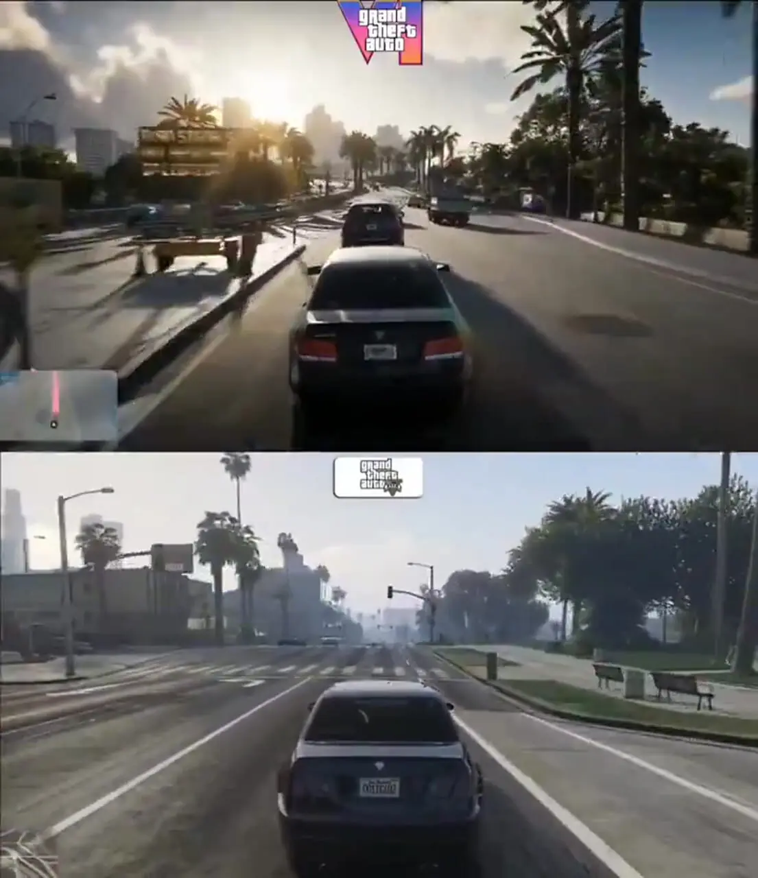 مقایسه گرافیک شهر و ماشین سواری در GTA 6 و V
