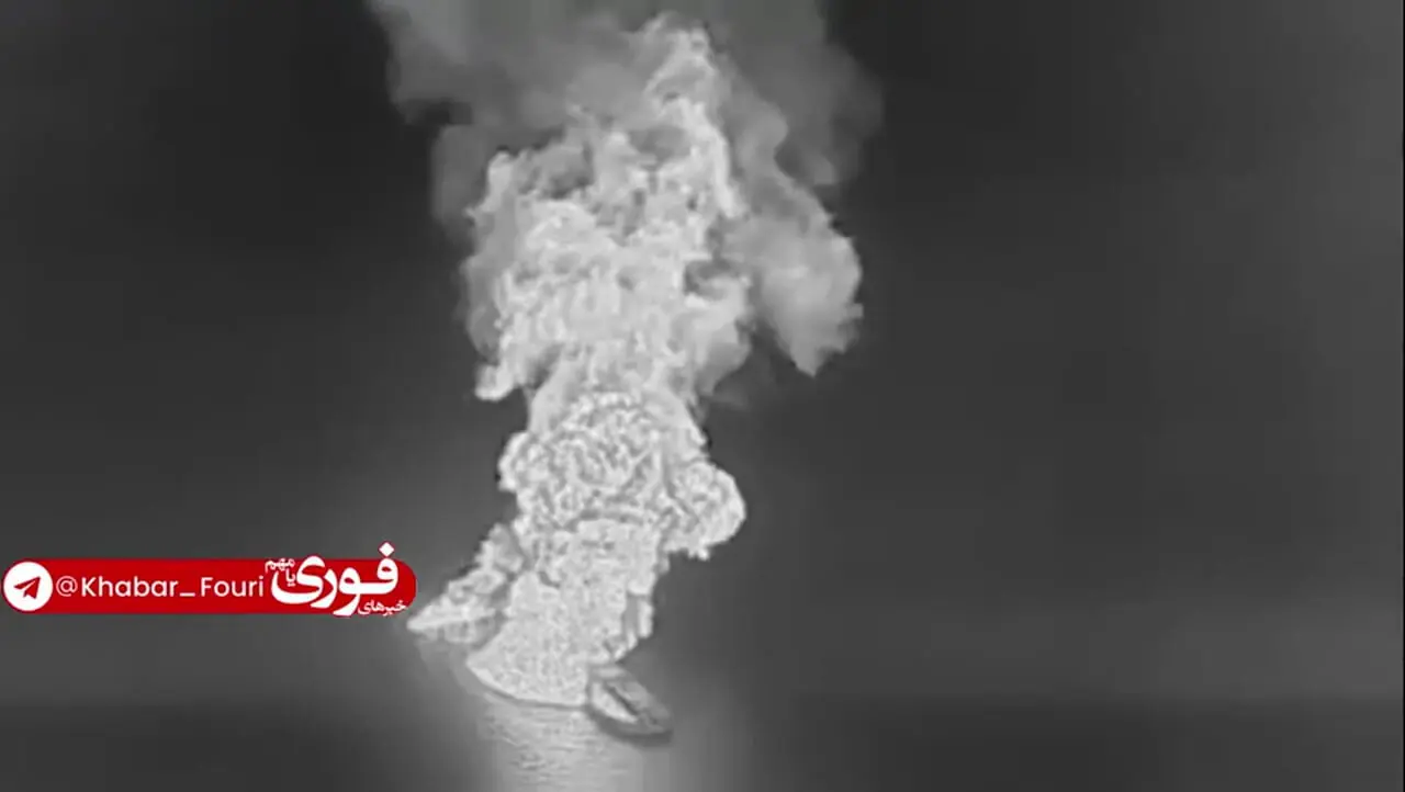 آتش سوزی عظیم در تنگه هرمز پس از انفجار یک سوپرنفتکش + فیلم