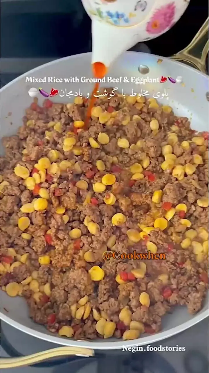 طرز تهیه پلو مخلوط با بادمجان 