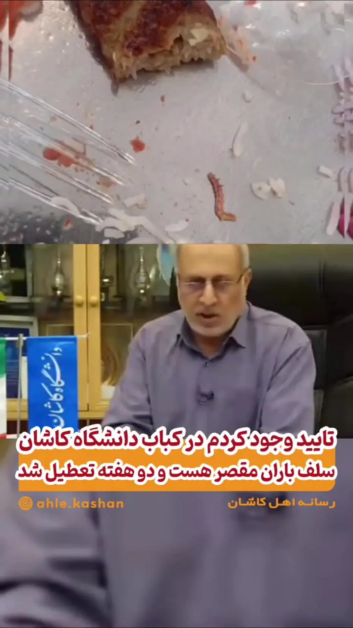 فیلم کرم در غذای سلف دانشگاه کاشان واقعی بود


