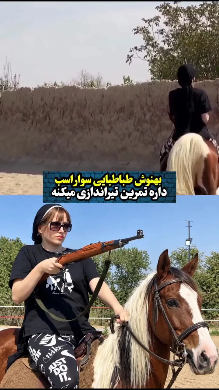 فیلم/ تمرین تیراندازی روی اسب بهنوش طباطبایی / آمادگی متفاوت بازیگر سینما برای یک نقش خاص؟